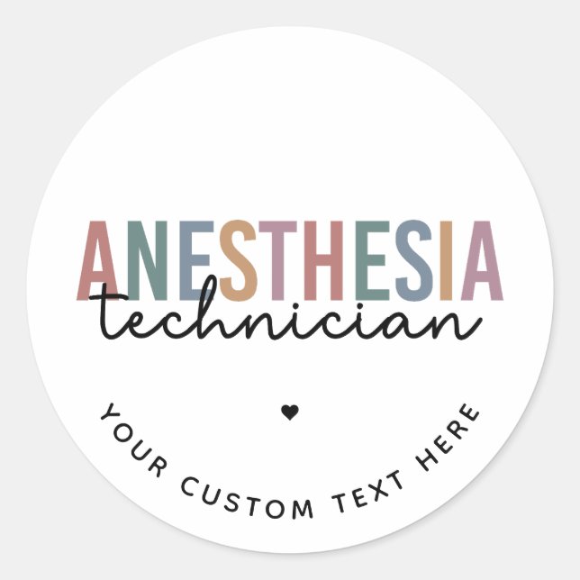 Pegatina Redonda Personalizado Anestesia Técnico Retro Anestesia Te (Anverso)