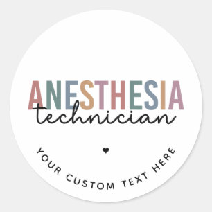 Pegatina Redonda Personalizado Anestesia Técnico Retro Anestesia Te