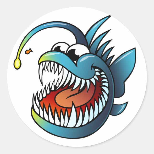 Pegatina Redonda Personalizado Angler Fish (Anverso)