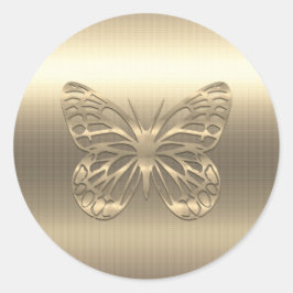 Pegatina Redonda Personalizado Animales De Mariposa De Oro
