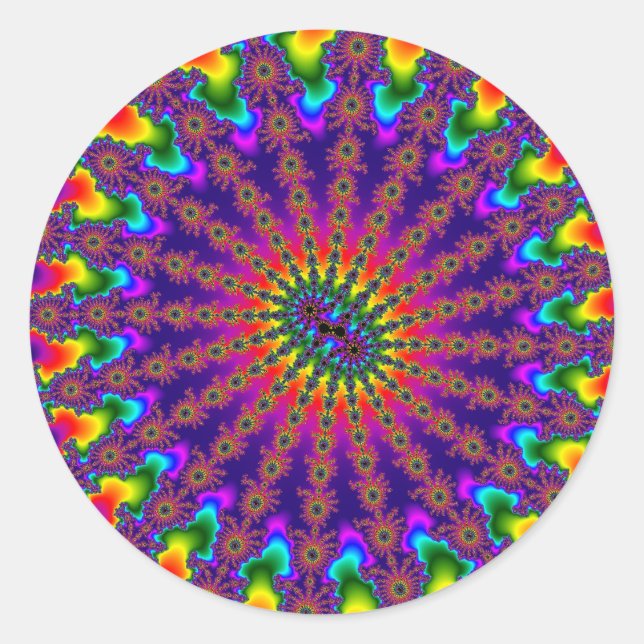 Pegatina Redonda Personalizado arcoiris fractal explota grandes Peg (Anverso)