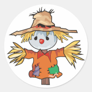Pegatina Redonda Personalizado Autumn Scarecrow