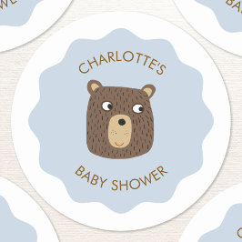 Pegatina Redonda Personalizado Baby Shower de Little Bear Cub