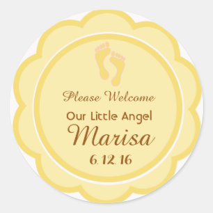 Pegatina Redonda Personalizado Baby Shower Footprints Favorece la e