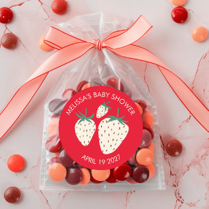 Pegatina Redonda Personalizado BABY SHOWER Pineberry Cute de fresa