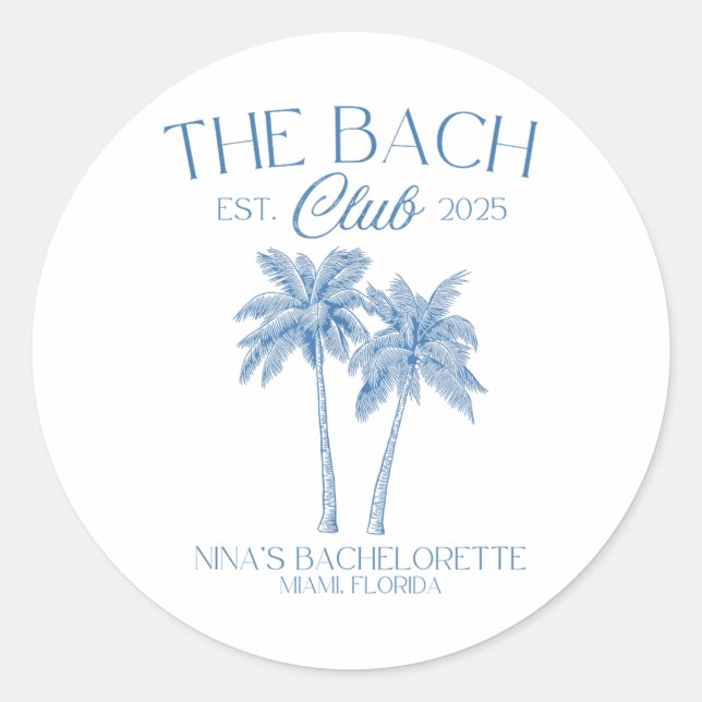 Pegatina Redonda Personalizado Bachelorette Party Beach Bridal 2025 (Anverso)