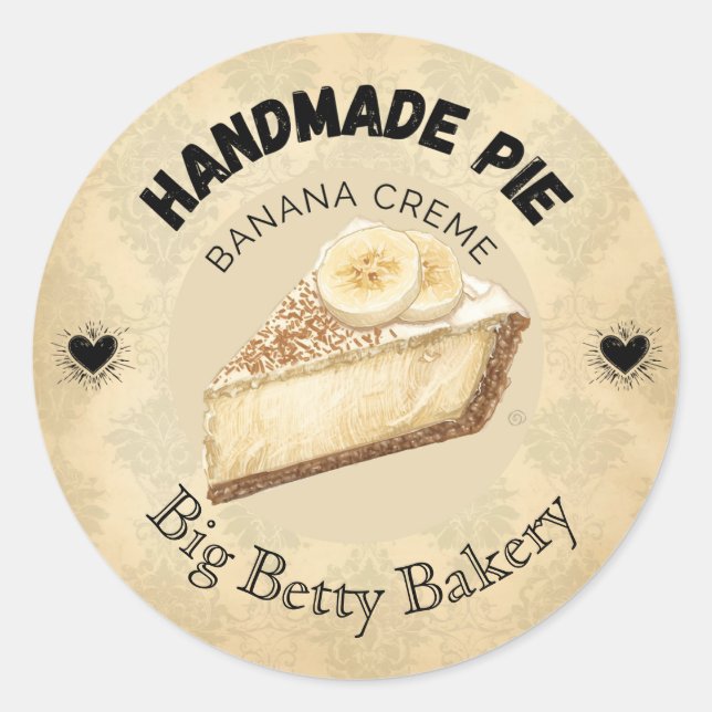 Pegatina Redonda Personalizado Banana Cream Pie Labs | Pastel perso (Anverso)