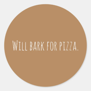 Pegatina Redonda Personalizado Bark Por Perro Pizza Diciendo Modern