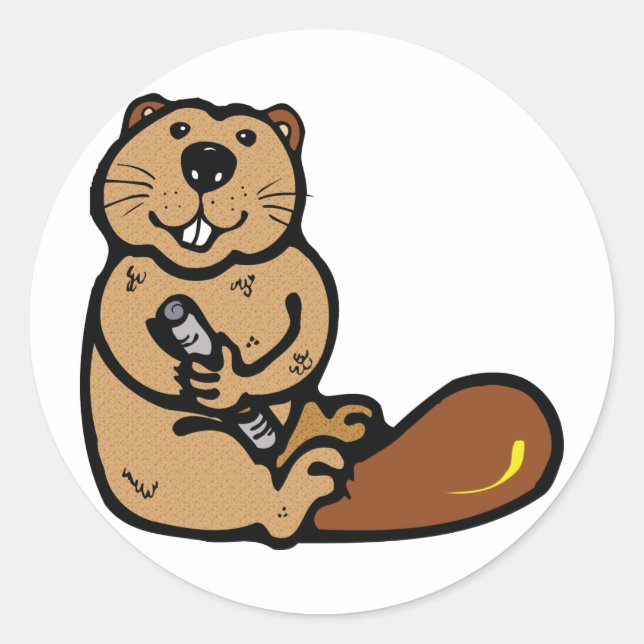 Pegatina Redonda Personalizado Beaver para el Día Internacional del (Anverso)