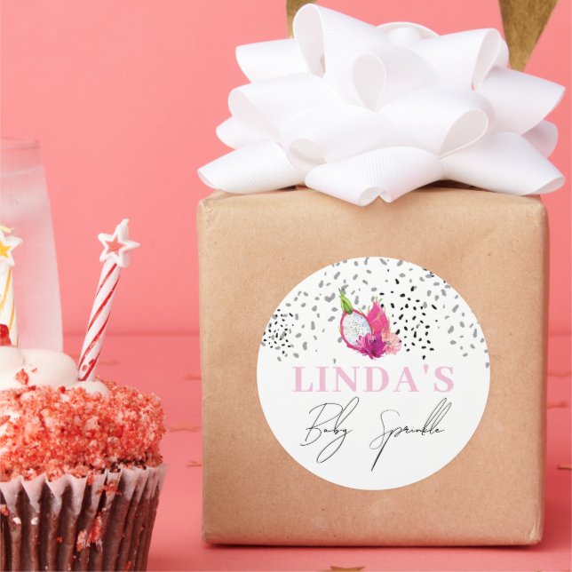 Pegatina Redonda Personalizado Bebé Sprinkle Dragon Fruta Pitaya (Fiesta)
