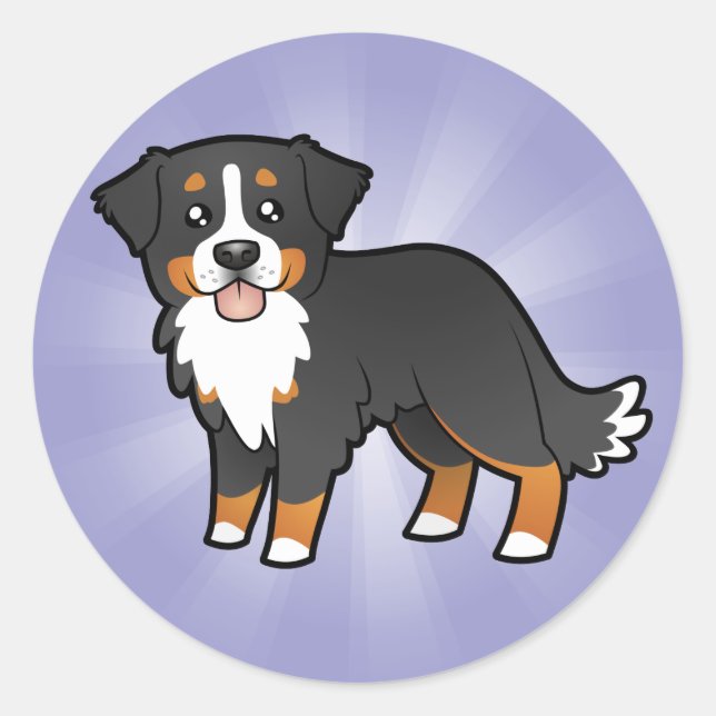 Pegatina Redonda Personalizado Bernese Mountain Dog (Anverso)
