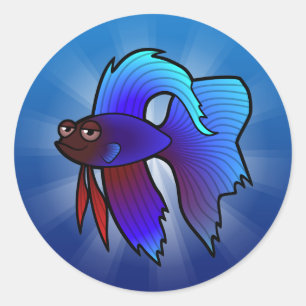 Pegatina Redonda Personalizado Betta Fish / Pescado Siamés de lucha