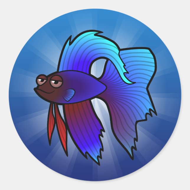 Pegatina Redonda Personalizado Betta Fish / Pescado Siamés de lucha (Anverso)