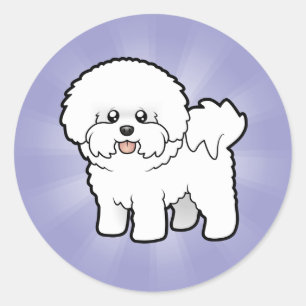 Pegatina Redonda Personalizado Bichon Frise