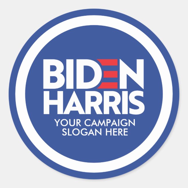 Pegatina Redonda Personalizado Biden Harris, lema de la campaña 202 (Anverso)
