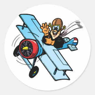 Pegatina Redonda Personalizado Biplane