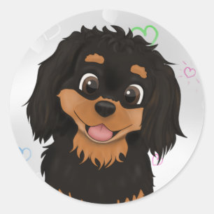 Pegatina Redonda Personalizado Black and Tan Cavalier Spaniel