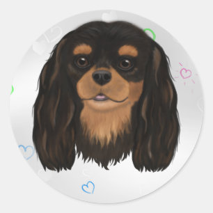 Pegatina Redonda Personalizado Black and Tan Cavalier Spaniel