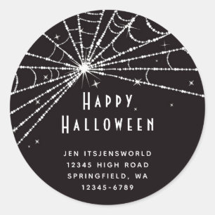 Pegatina Redonda Personalizado Black Spider Web Halloween