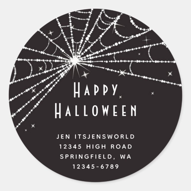 Pegatina Redonda Personalizado Black Spider Web Halloween (Anverso)