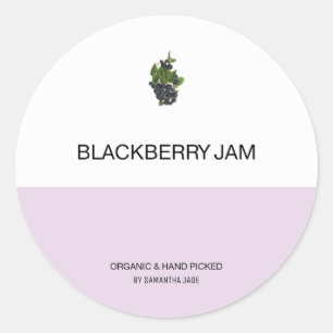 Pegatina Redonda Personalizado Blackberry Jam & Preserve Jar Labs