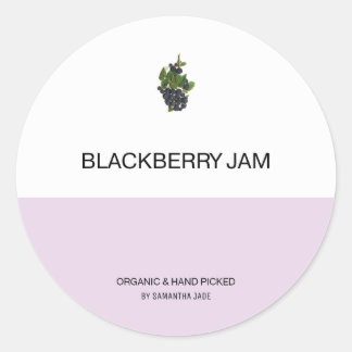 Pegatina Redonda Personalizado Blackberry Jam & Preserve Jar Labs