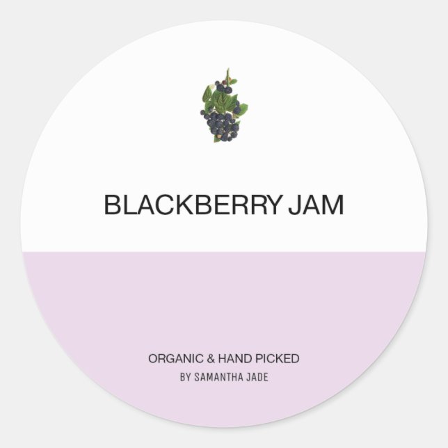 Pegatina Redonda Personalizado Blackberry Jam & Preserve Jar Labs (Anverso)