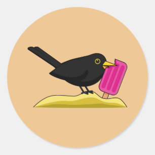 Pegatina Redonda Personalizado Blackbird come un helado