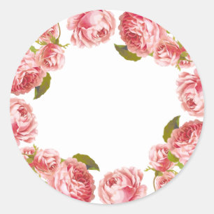 Pegatina Redonda Personalizado Blank de rosas rosas rosas rosadas d