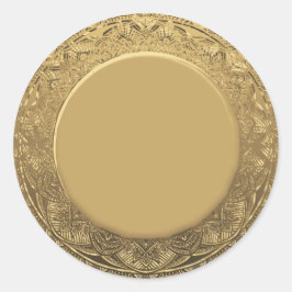 Pegatina Redonda Personalizado Blank Template Gold Faux Relieve met
