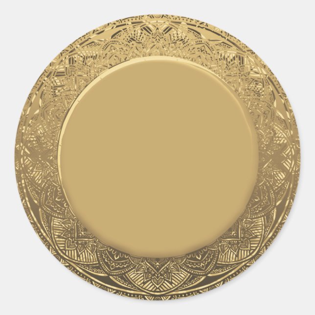 Pegatina Redonda Personalizado Blank Template Gold Faux Relieve met (Anverso)