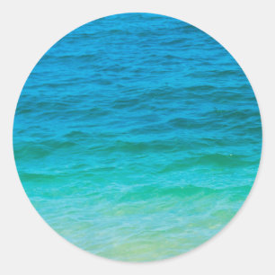 Pegatina Redonda Personalizado Blue Green Sea Waves Blank Plantilla