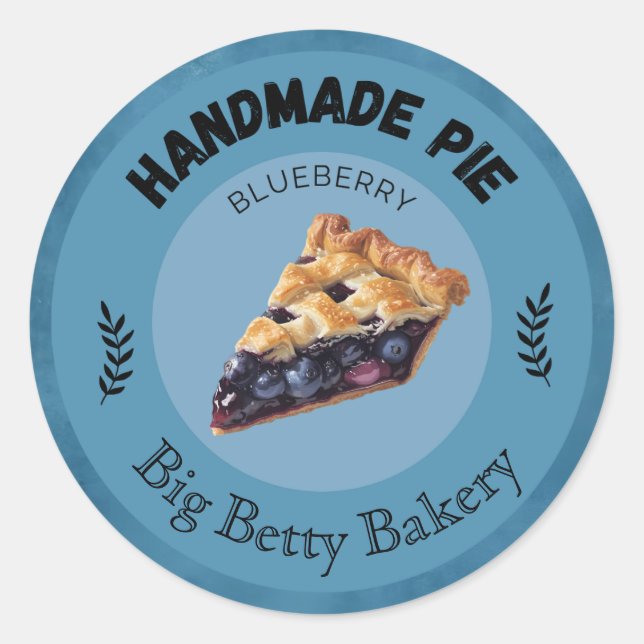Pegatina Redonda Personalizado Blueberry Pie Labels | Panadería per (Anverso)