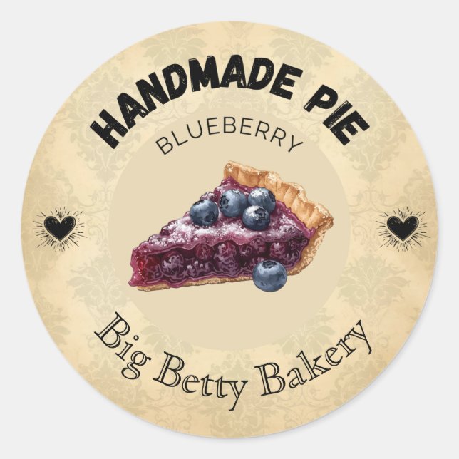 Pegatina Redonda Personalizado Blueberry Pie Labels | Panadería per (Anverso)