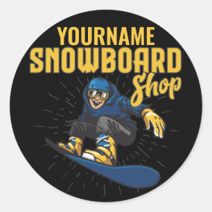 Pegatina Redonda Personalizado Boarder Snowboarding Shop Big Air