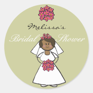 Pegatina Redonda Personalizado Boda Novia Daisies Bridal Shower