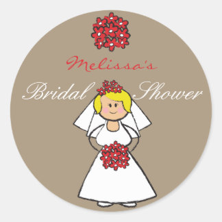 Pegatina Redonda Personalizado Boda Novia Daisies Bridal Shower