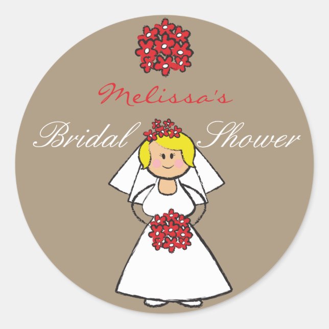 Pegatina Redonda Personalizado  Boda Novia Daisies Bridal Shower (Anverso)
