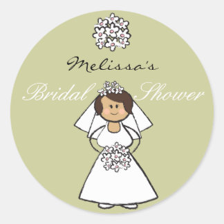 Pegatina Redonda Personalizado Boda Novia Daisies Bridal Shower
