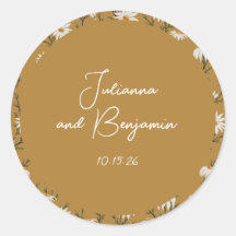 Personalizado Boho Floral Amarillo Nombre Boda Cla