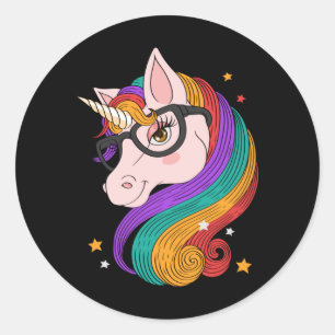Pegatina Redonda Personalizado bonito unicornio