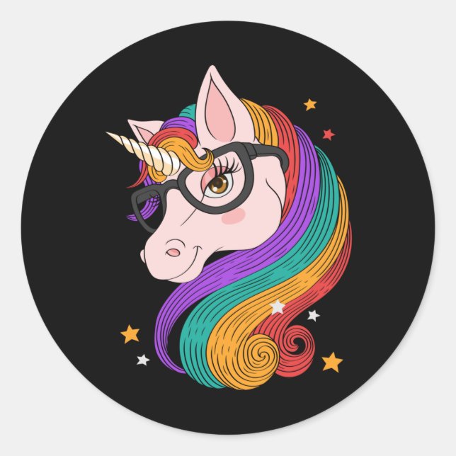 Pegatina Redonda Personalizado bonito unicornio (Anverso)