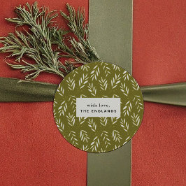 Pegatina Redonda Personalizado botánico de Green Sprigs