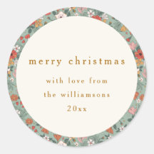 Personalizado botánico verde sabio Feliz Navidad