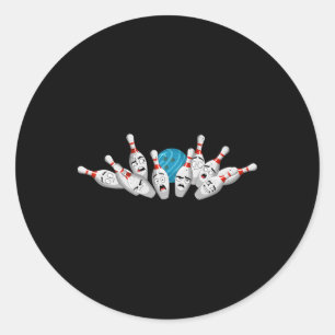 Pegatina Redonda Personalizado Bowling Aterred Bowling Pins Funny S