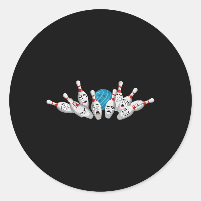 Pegatina Redonda Personalizado Bowling Aterred Bowling Pins Funny S (Anverso)