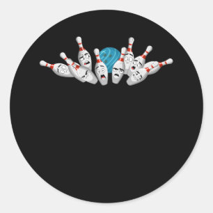 Pegatina Redonda Personalizado Bowling Aterred Bowling Pins Funny S