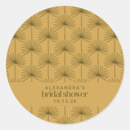 Pegatina Redonda Personalizado Bridal Shower Favor Mustard Retro Bo