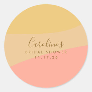 Pegatina Redonda Personalizado Bridal Shower Soft Pink Yellow Paste