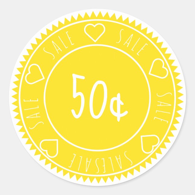 Pegatina Redonda Personalizado Bright Neon Yellow Sale Price (Anverso)